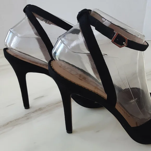 SAM EDELMAN Aly Ankle Strap Black Suede Dressy High Heel Sandal Sz 8.5 - NWT - Picture 7 of 10